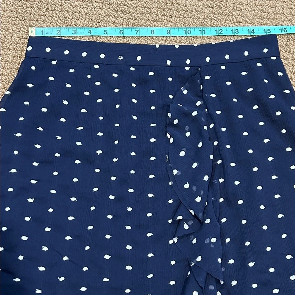 Anthropologie Hutch Ruffled Clip Dot Mini Skirt size 12 Navy Blue White